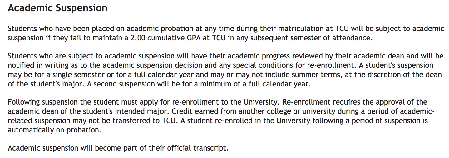 TCU停学