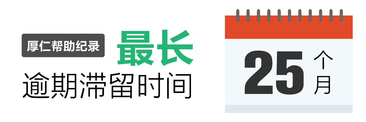 目前，厚仁帮助过的最长逾期滞留纪录为 25 个月！