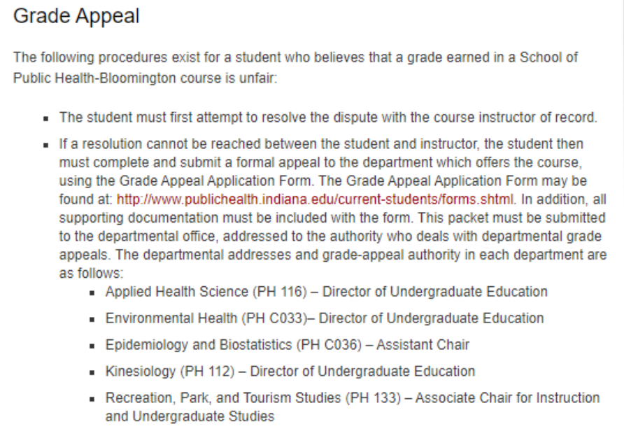 印第安纳大学伯明翰分校申诉