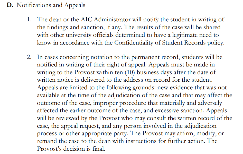 美利坚大学申诉