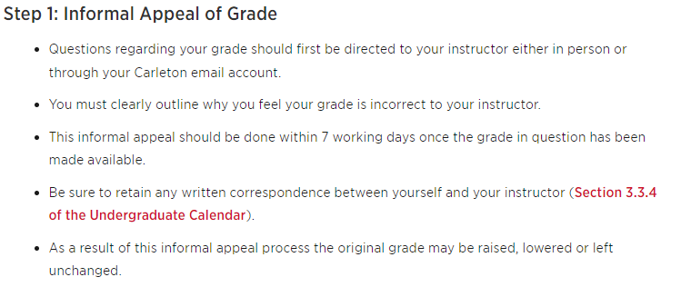 卡尔顿大学申诉